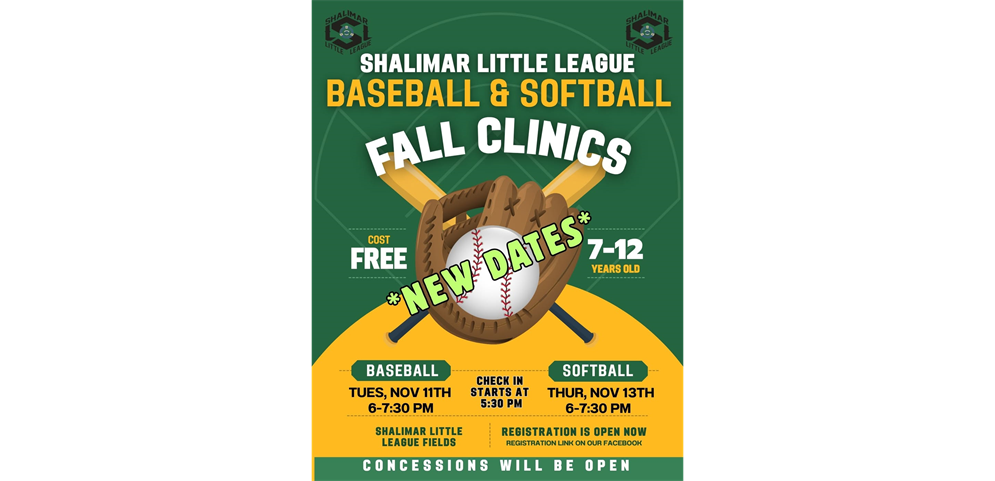 Shalimar Little League Baseball & Softball Clinics